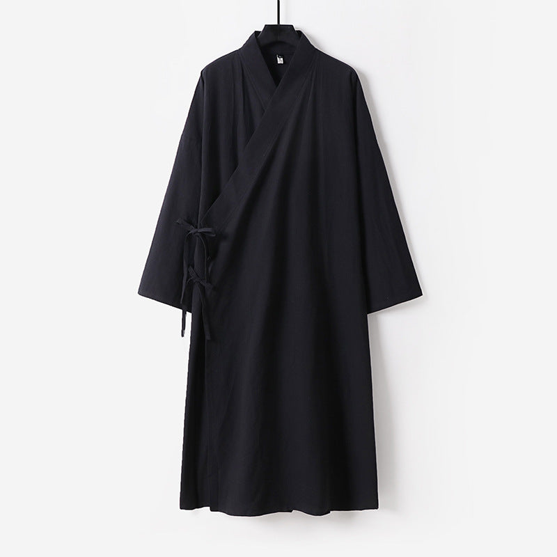 Damen Langes Wickelkleid im Kimono-Stil mit weitem Ärmel und seitlichen Bindebändern Shop Nory