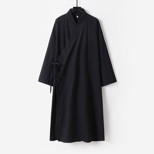 Damen Langes Wickelkleid im Kimono-Stil mit weitem Ärmel und seitlichen Bindebändern Shop Nory