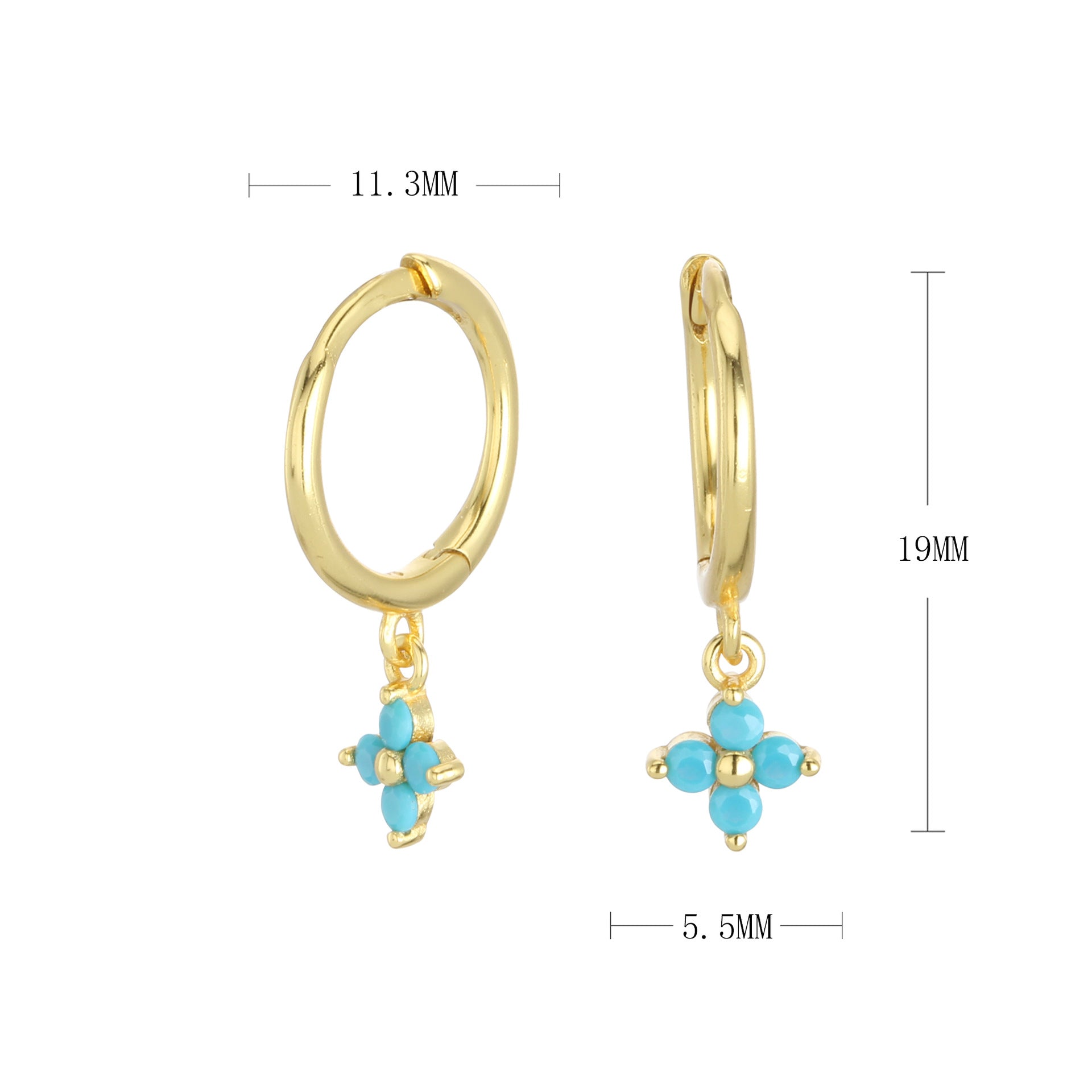 Damen Creolenohrringe mit blütenförmigen Anhängern und hochwertigem Zirkonbesatz Shop Nory