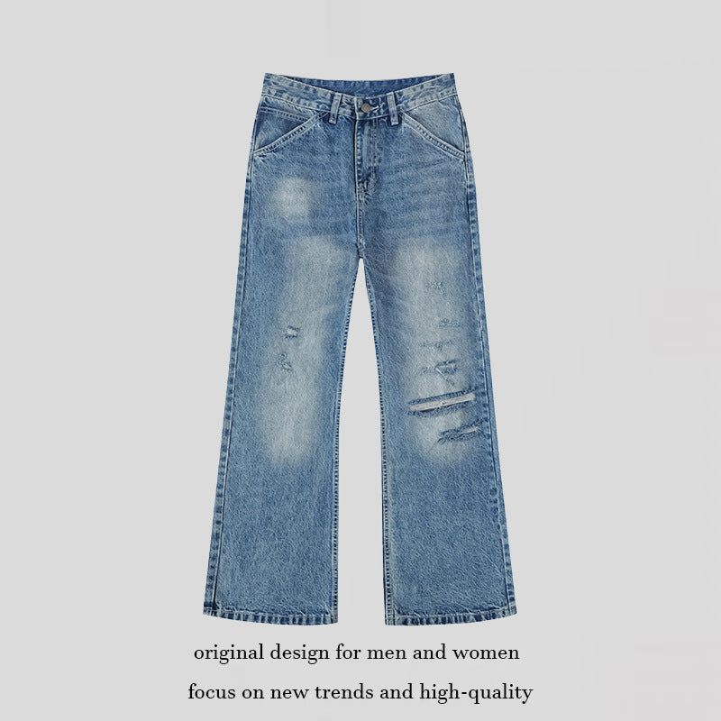 Damen Weite Distressed Denim-Jeans im Palazzo-Schnitt Shop Nory