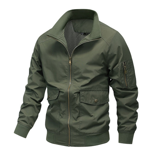 Herren Leichte Utility-Bomberjacke mit Ärmeltasche und Netzfutter Shop Nory