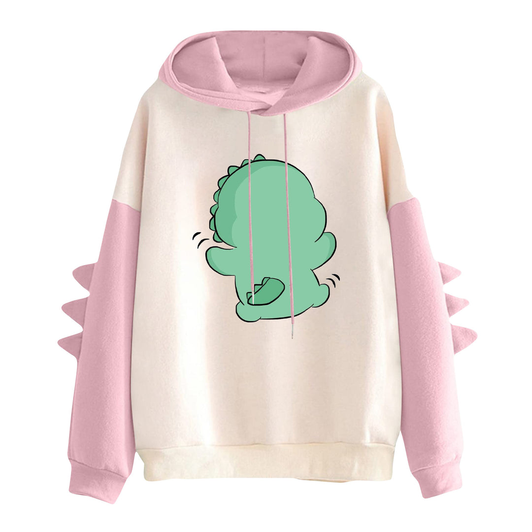 Damen nan Kapuzenpullover mit niedlichem Dinosaurierprint und dreidimensionalen Stacheln Shop Nory