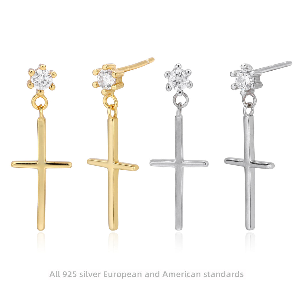 Damen Ohrhänger mit stilvollem Kreuzdesign aus 925 Sterling Silber Shop Nory