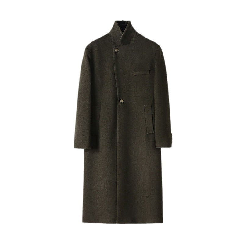 Herren Eleganter langer Einreiher-Wollmantel mit schmalem Revers und taillierter Silhouette Shop Nory