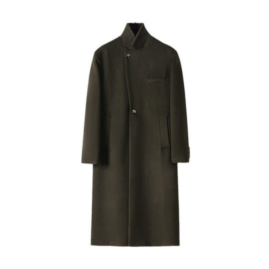 Herren Eleganter langer Einreiher-Wollmantel mit schmalem Revers und taillierter Silhouette Shop Nory