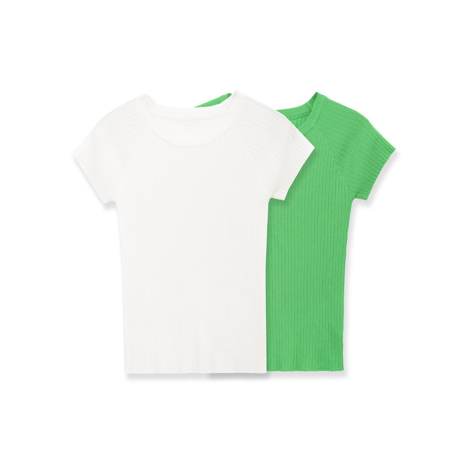 Damen figurbetontes Ripp-T-Shirt mit kurzen Ärmeln