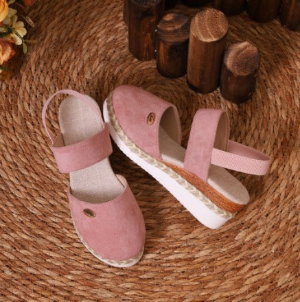 Damen Bequeme Espadrilles mit elastischen Riemen und dekorativem Bastbesatz