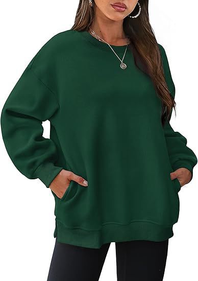 Damen nan lässiger Oversize-Sweatpullover mit seitlichen Eingrifftaschen, geripptem Saum und überschnittener Schulter Shop Nory