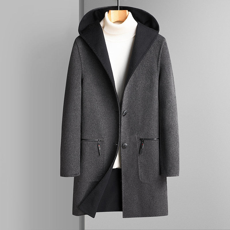 Herren Wendbarer Wollmantel mit Kapuze Shop Nory