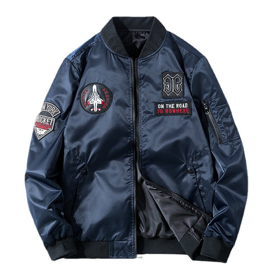 Herren Piloten-Bomberjacke im Aviator-Look mit Patch‑Applikationen und windabweisendem Nylon Shop Nory