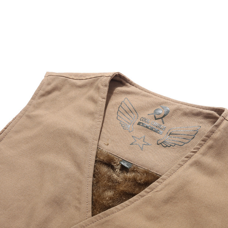 Herren Ärmellose Canvas‑Teddyweste mit wärmender Fleece‑Innenlage und aufgesetzten Taschen Shop Nory