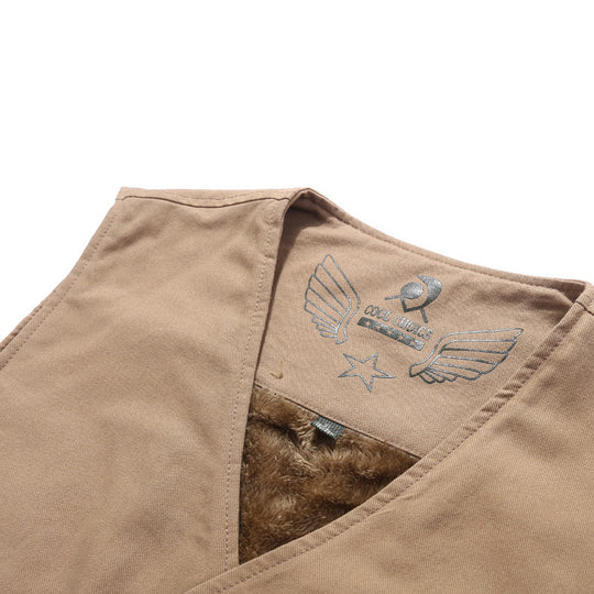 Herren Ärmellose Canvas‑Teddyweste mit wärmender Fleece‑Innenlage und aufgesetzten Taschen Shop Nory