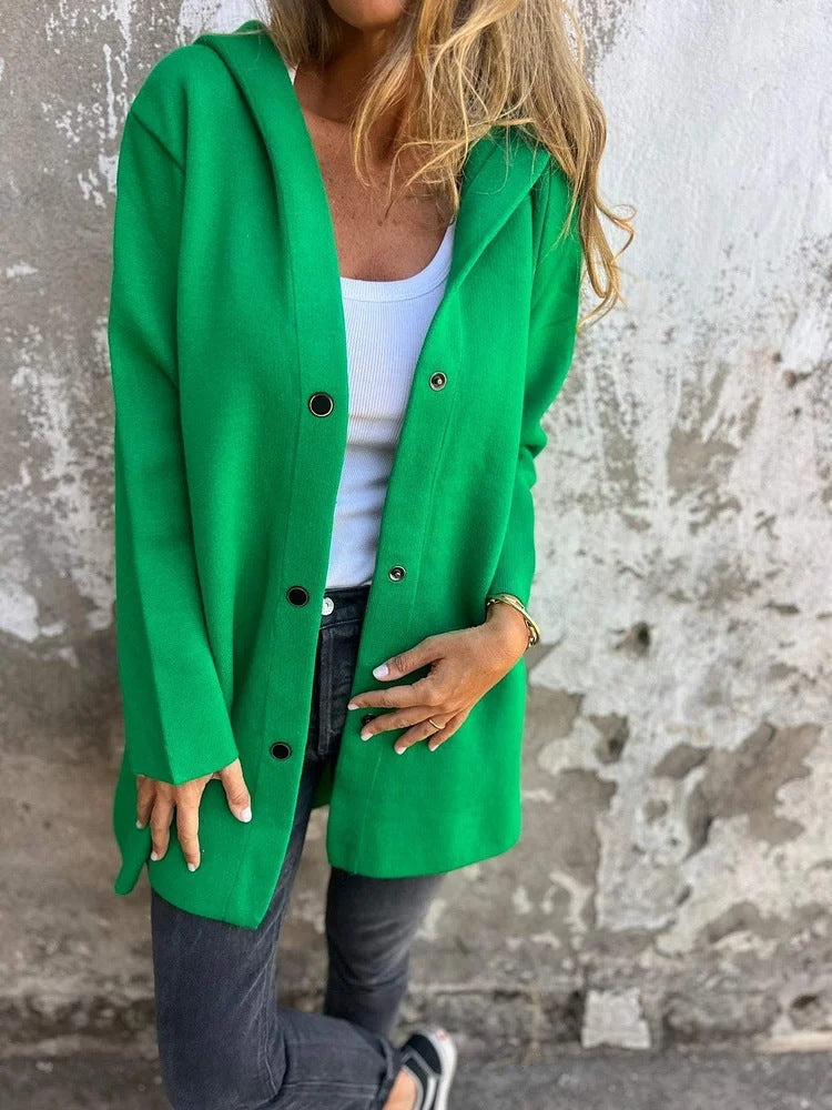 Einfarbige Mid Length Strickjacke
