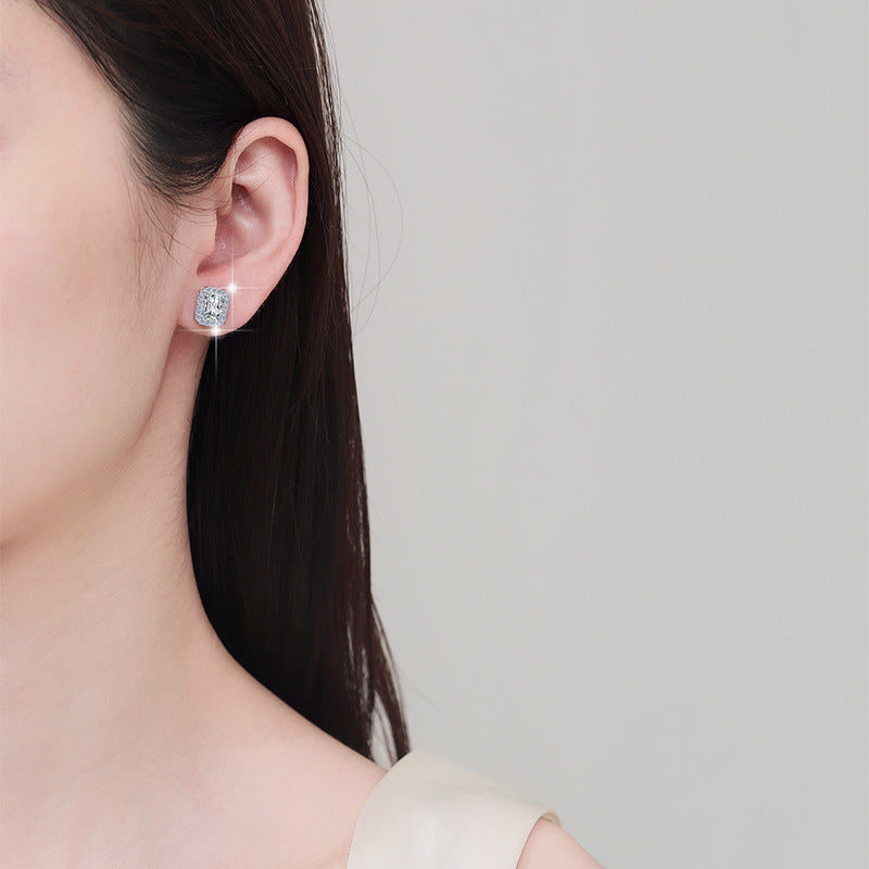 Damen Ohrringe mit quadratischem Zirkonia-Rahmen Shop Nory
