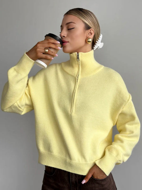Damen Modischer Pullover mit praktischem Halbreißverschluss Shop Nory