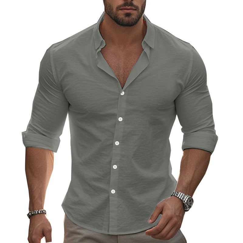 Herren Elegantes Langarmhemd mit modernem Kragen und hochwertiger Baumwollstruktur