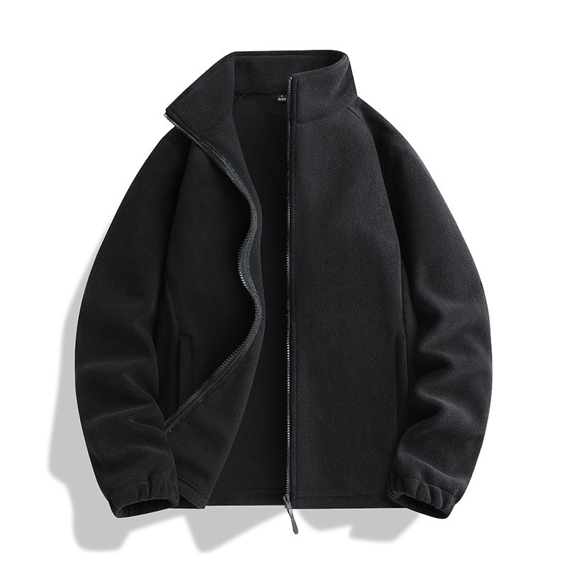 Unisex Fleecejacke mit Stehkragen, durchgehendem Reißverschluss und elastischen Bündchen Shop Nory