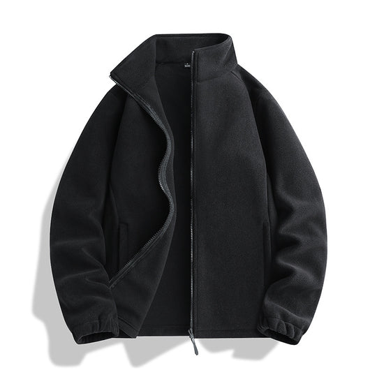 Unisex Fleecejacke mit Stehkragen, durchgehendem Reißverschluss und elastischen Bündchen Shop Nory