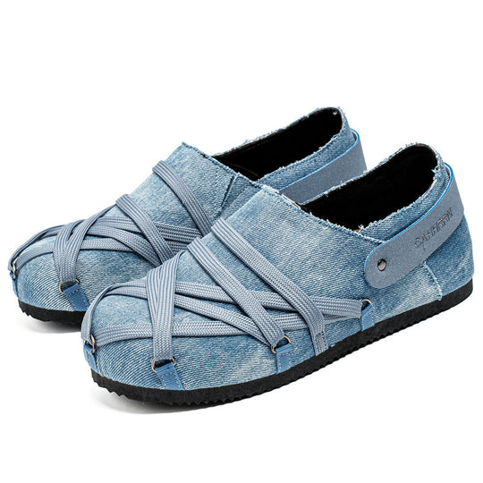 Herren lässige Slipper im Denim-Look mit elastischen Riemen, verstellbarem Fersenriemen und profilierter Gummisohle Shop Nory