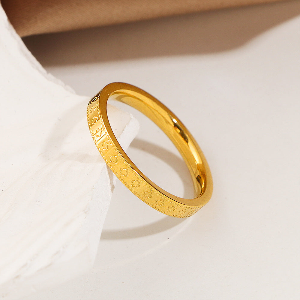 Damen Blumengravierte Goldring Shop Nory