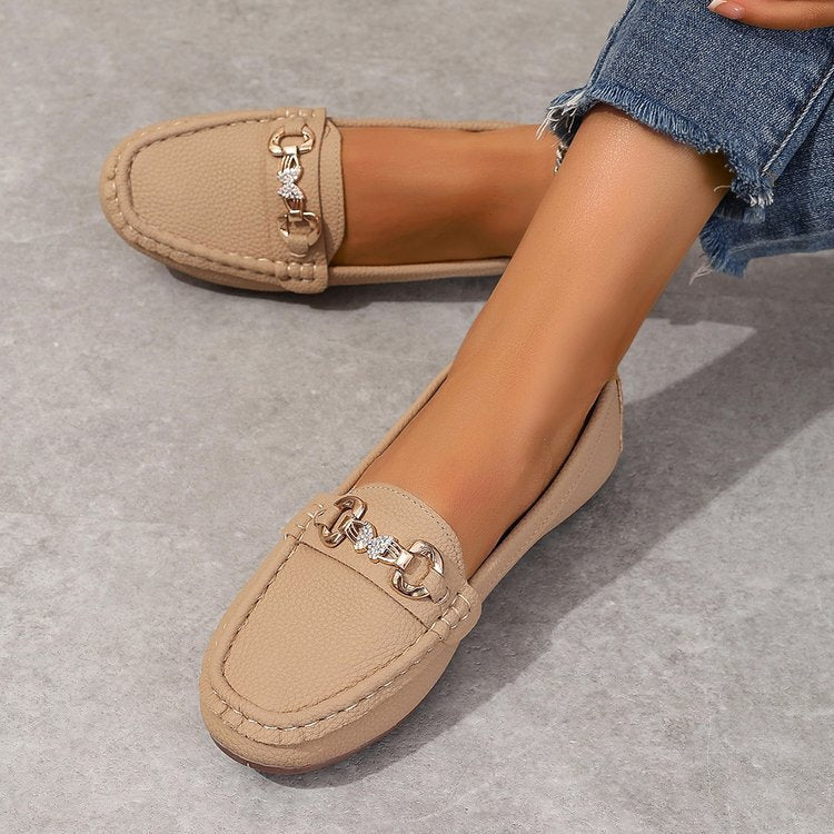 Damen Elegante Mokassin Loafer mit Zierkette und gepolstertem Komfortfußbett Shop Nory