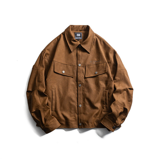 Herren Kurz geschnittener Canvas‑Trucker mit Veloursoptik, Pattentaschen und Druckknopfleiste Shop Nory