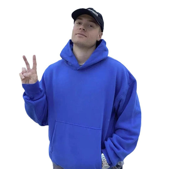 Unisex nan Boxy-Kapuzenpullover mit überlappender Kapuze, verdeckter Kängurutasche und gerippten Bündchen Shop Nory