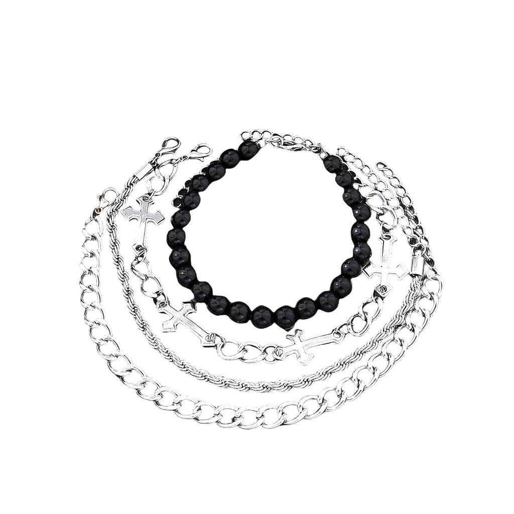 Herren Armband-Set mit stilvollen Perlen und Kreuzmotiven Shop Nory