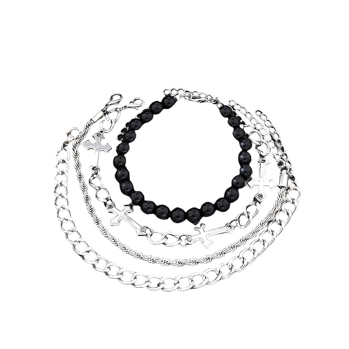 Herren Armband-Set mit stilvollen Perlen und Kreuzmotiven Shop Nory