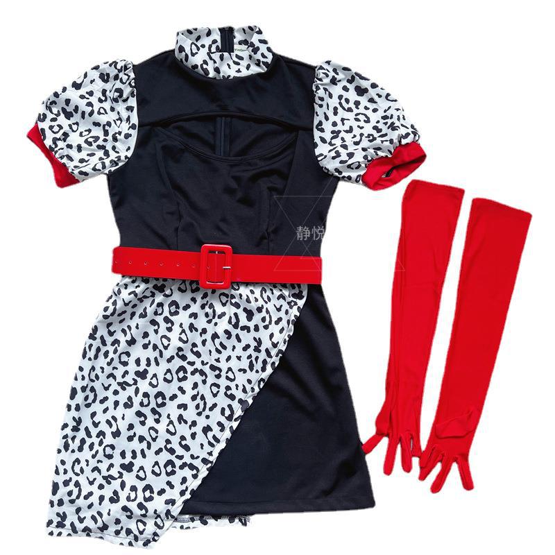 Damen Verführerisches Halloween Kostüm mit Leopardenmuster und langem Umhang Shop Nory