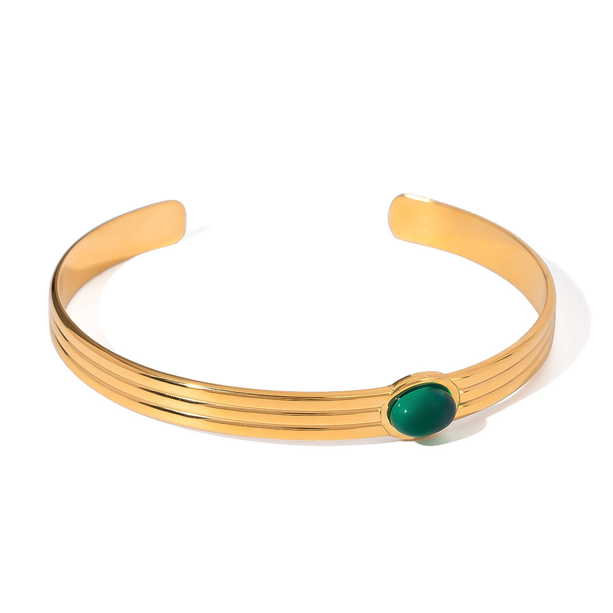 Damen Armreif mit elegantem grünem Jade-Anhänger aus hypoallergenem Edelstahl Shop Nory