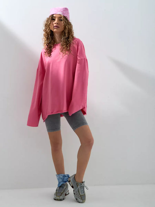 Damen weites Sweatshirt mit Rundhalsausschnitt und verlängertem Oversize-Schnitt Shop Nory