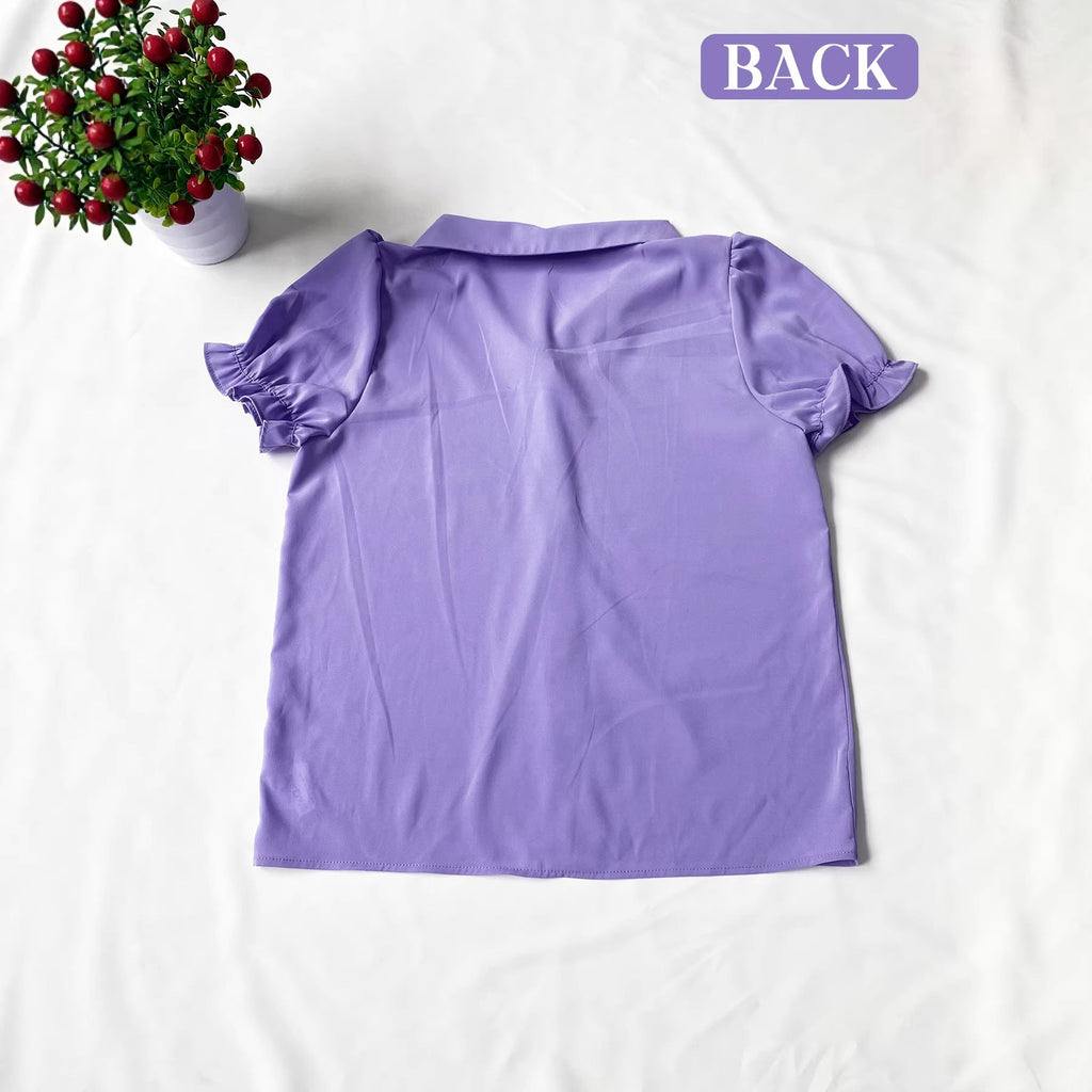 Damen Verspielt geschnittene Bluse mit Puffärmeln und Knopfdetails