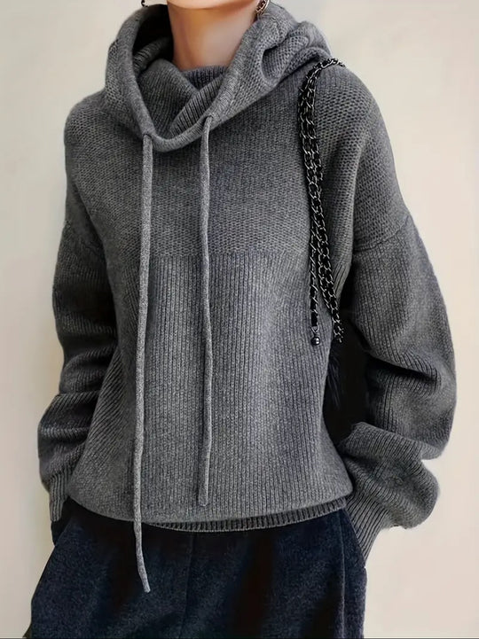 Damen Kuscheliger Rollkragen‑Hoodie aus Feinstrick mit Kordelzug und gerippten Bündchen Shop Nory