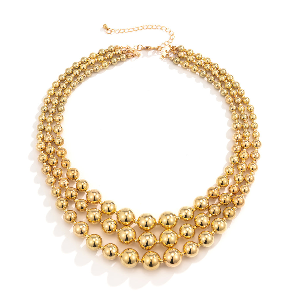 Damen mehrschichtige Kette mit glänzenden Perlen Shop Nory
