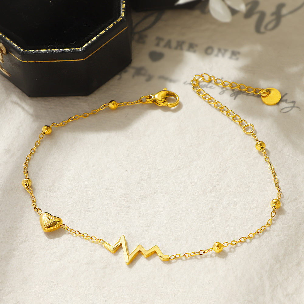 Damen zarte Fußkette mit herzförmigem und pulsierendem Design Shop Nory
