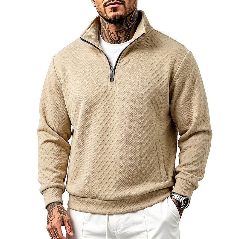 Herren Strukturierter Halbzip-Sweater aus Feinstrick mit Zopfmuster und Eingriffstaschen Shop Nory