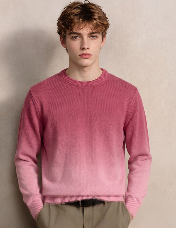 Herren Feinstrick-Pullover mit Dip-Dye-Effekt und Rundhalsausschnitt Shop Nory