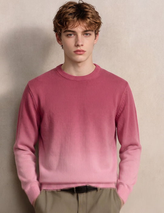 Herren Feinstrick-Pullover mit Dip-Dye-Effekt und Rundhalsausschnitt Shop Nory
