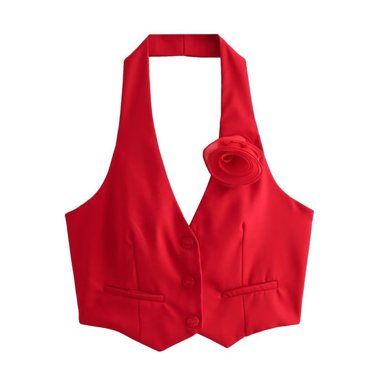 Damen Elegante Weste mit Blütenapplikation