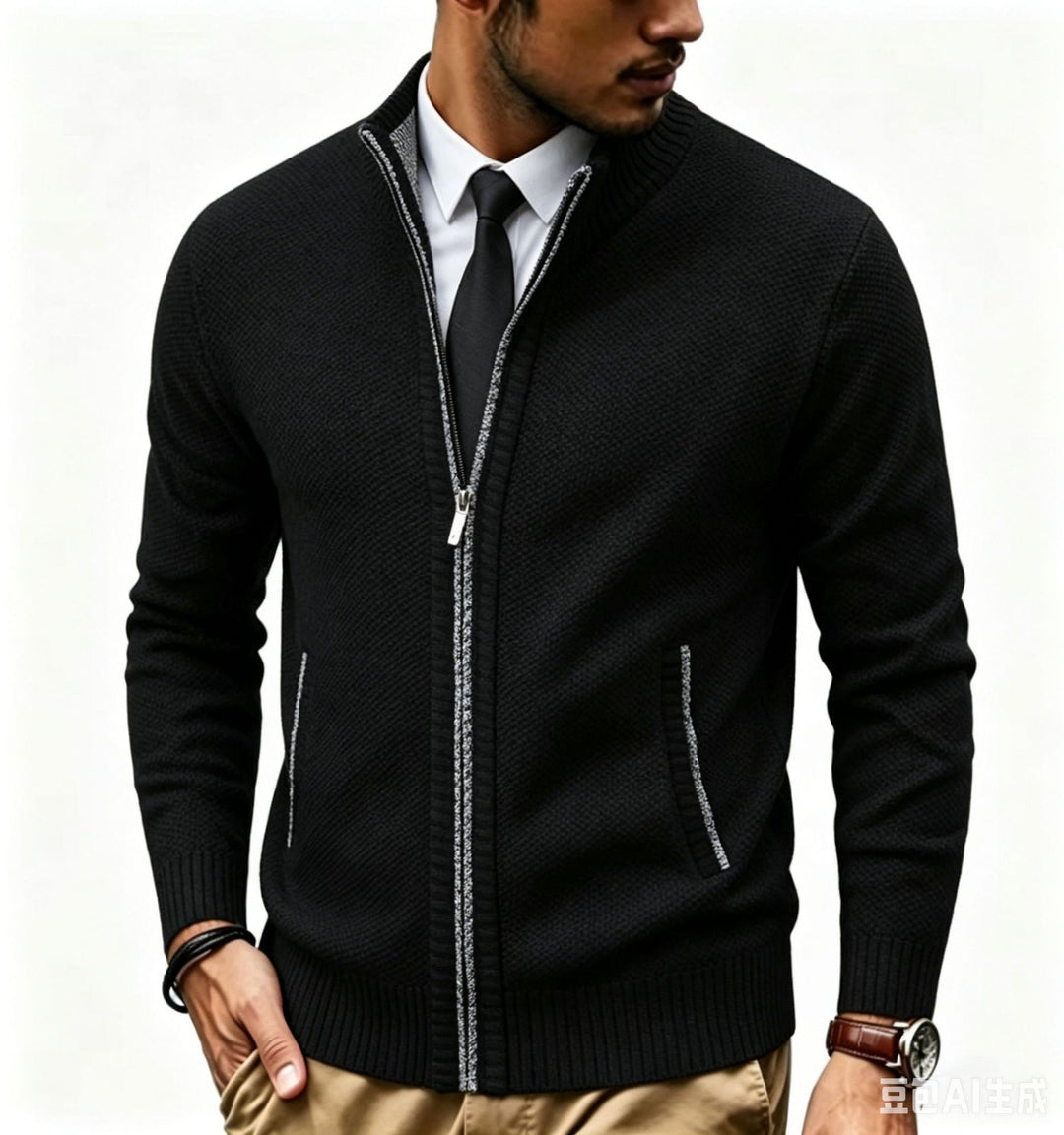 Herren Strukturstrick-Cardigan mit durchgehendem Reißverschluss und Stehkragen Shop Nory