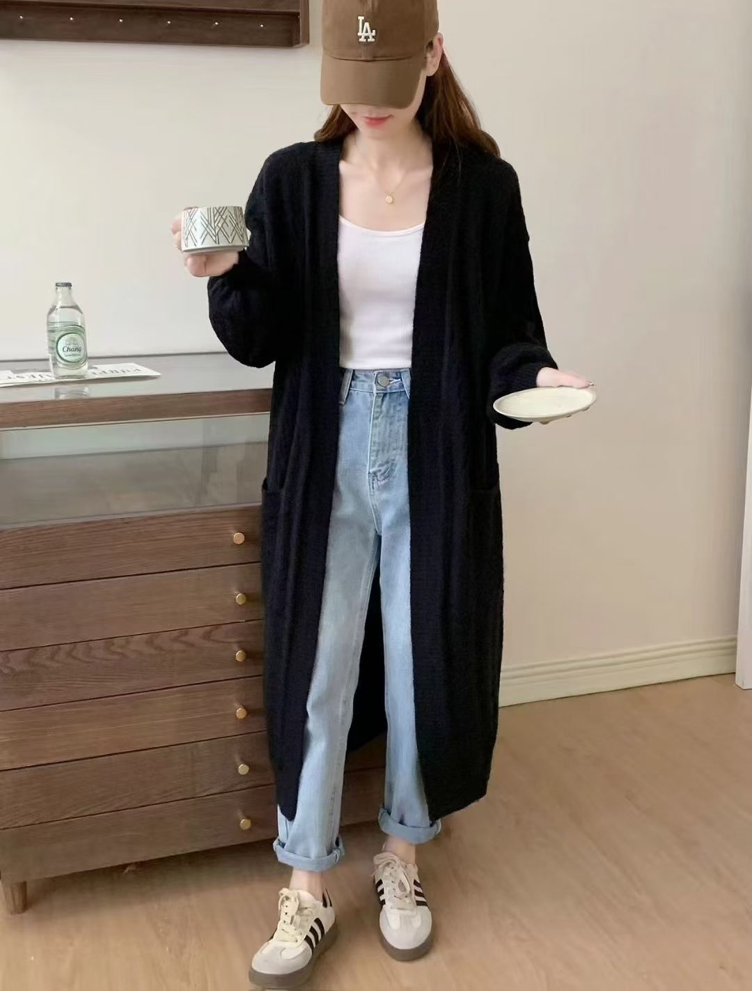 Damen Gemütlicher Strickcardigan mit Kapuze und Taschen Shop Nory