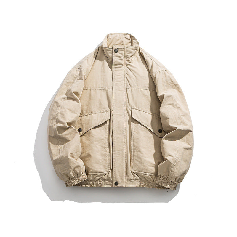 Herren Boxy Utility-Bomberjacke mit Stehkragen und aufgesetzten Klappentaschen Shop Nory