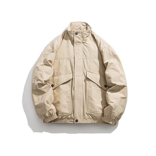 Herren Boxy Utility-Bomberjacke mit Stehkragen und aufgesetzten Klappentaschen Shop Nory