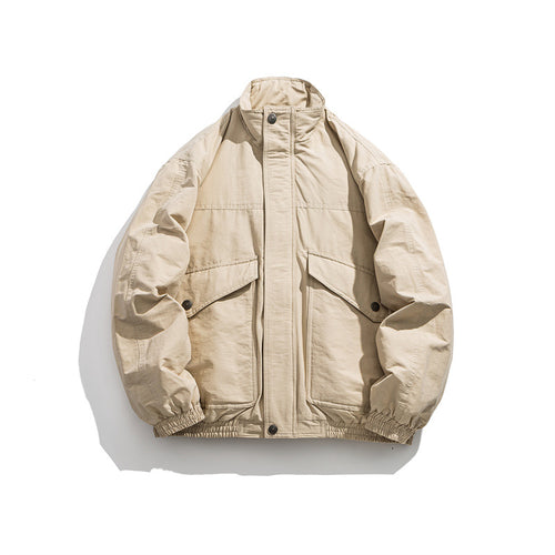 Herren Boxy Utility-Bomberjacke mit Stehkragen und aufgesetzten Klappentaschen Shop Nory