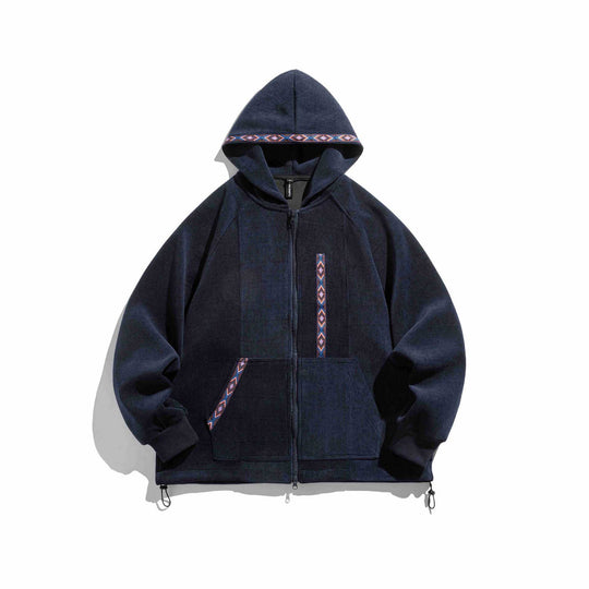 Unisex Oversize Kapuzen-Zipjacke aus geripptem French‑Terry mit Zierband Shop Nory