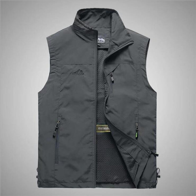 Herren Multifunktionale Utility-Weste mit Stehkragen, Reißverschlusstaschen und atmungsaktivem Meshfutter Shop Nory