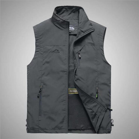 Herren Multifunktionale Utility-Weste mit Stehkragen, Reißverschlusstaschen und atmungsaktivem Meshfutter Shop Nory