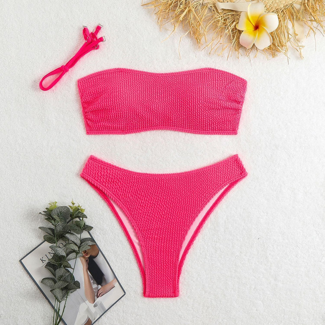 Damen Bandeau-Bikini-Set mit strukturiertem Oberteil und klassischem Schnitt