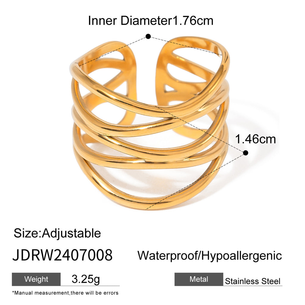 Damen Offener Ring mit modernem geschwungenem Design aus hypoallergenem Edelstahl Shop Nory